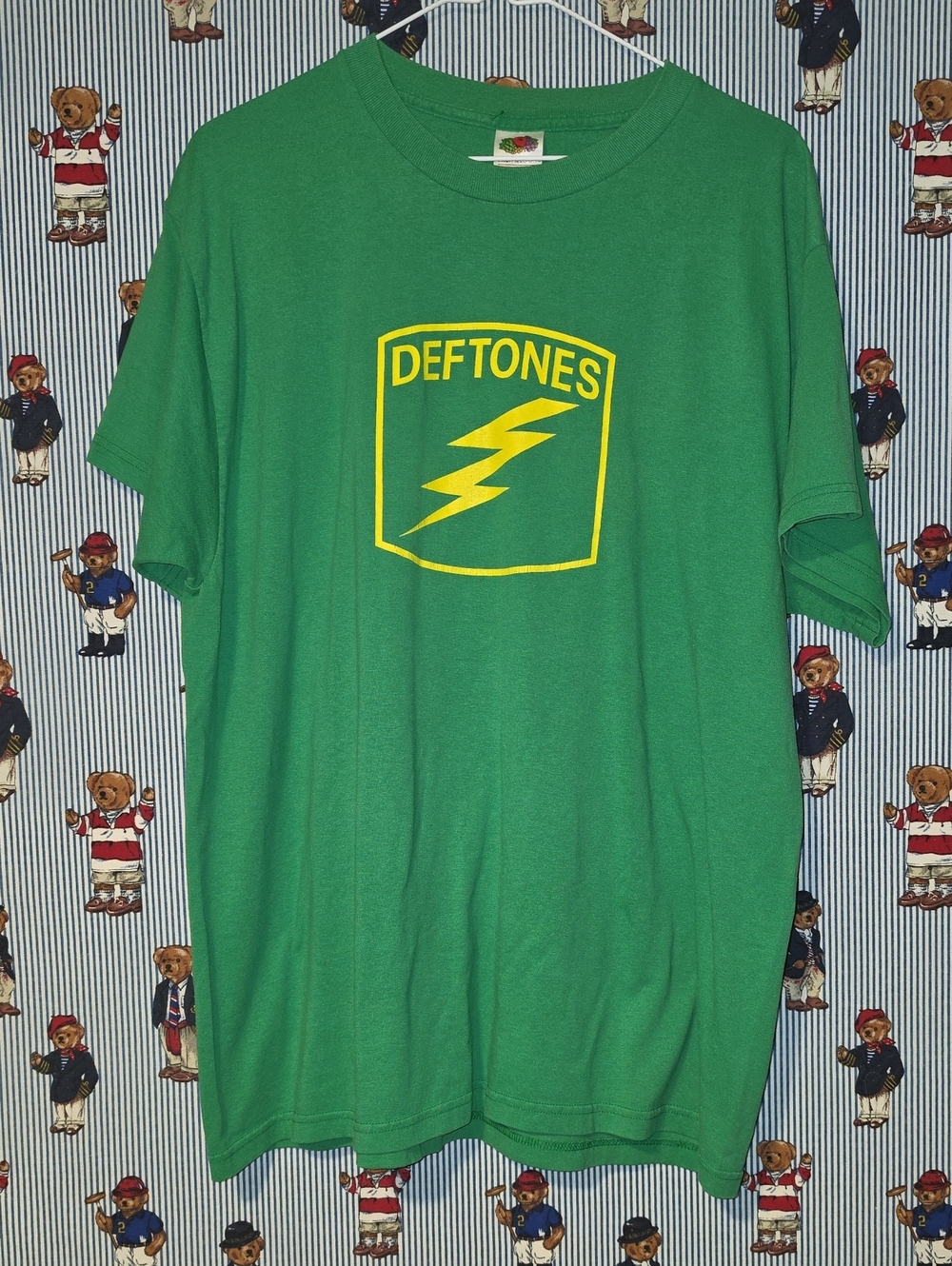Vtg Deftones Green Band Tee Yellow Logo 90s Y2k Adult XL